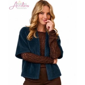 FOS Gilet Lia Alpaca 7878 jeansblauw FOS Gilet Lia Alpaca 7878 jeansblauw